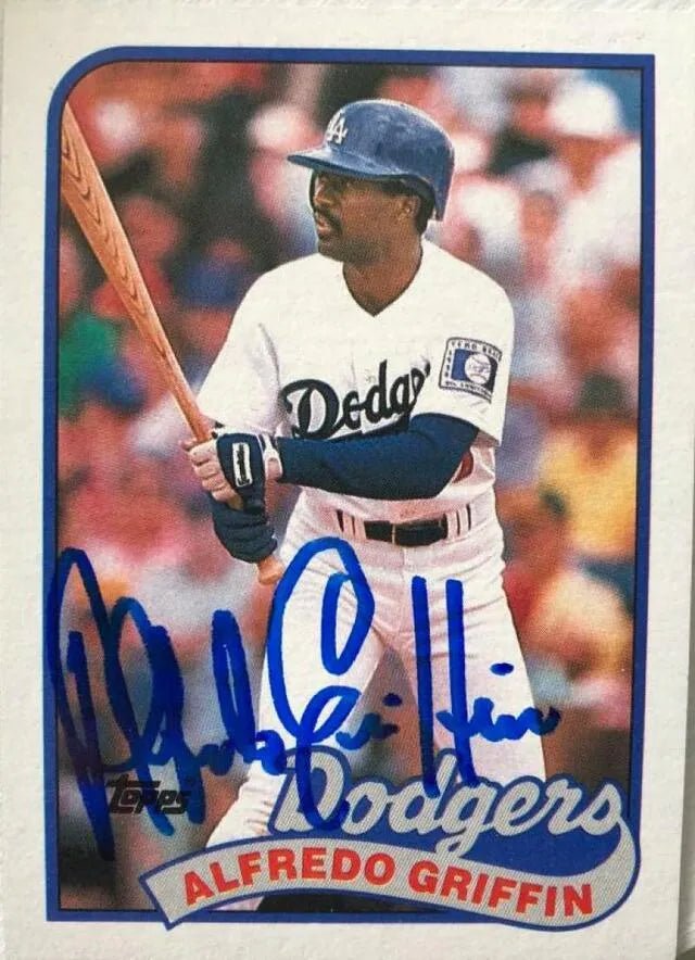 Alfredo Griffin Signed 1989 Topps Baseball Card - Los Angeles Dodgers