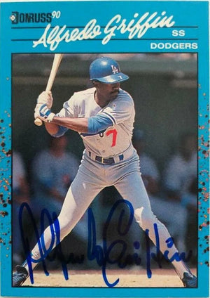 Alfredo Griffin Signed 1990 Donruss Baseball's Best Baseball Card - Los Angeles Dodgers