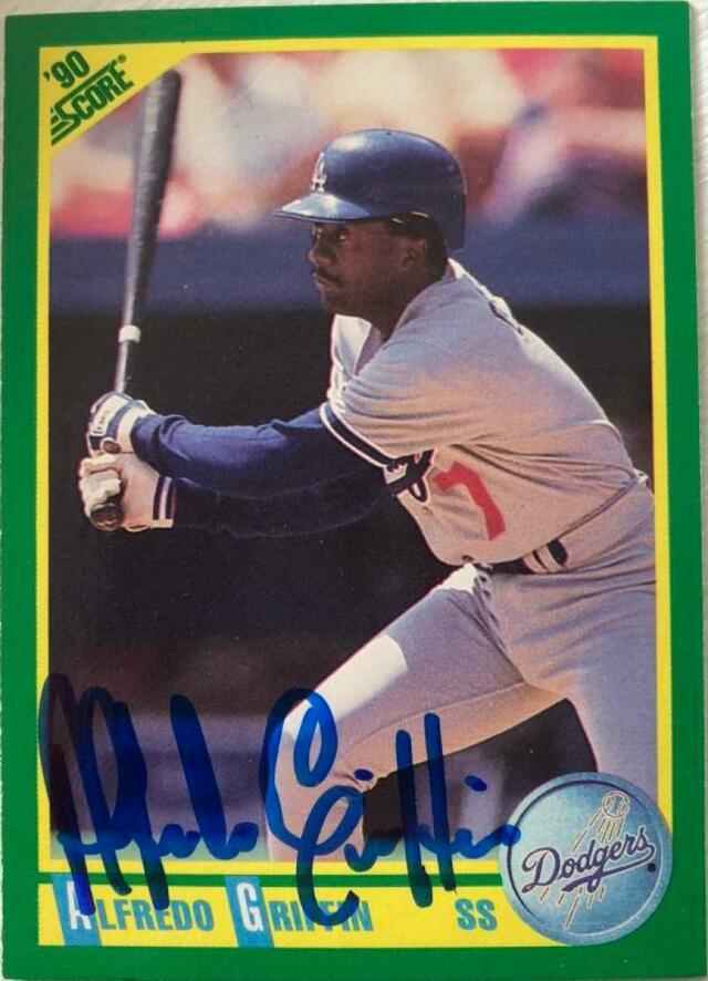 Alfredo Griffin Signed 1990 Score Baseball Card - Los Angeles Dodgers - PastPros