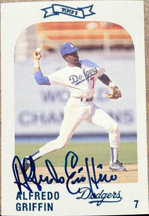 Alfredo Griffin Signed 1991 LA Police Baseball Card - Los Angeles Dodgers - PastPros