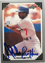 Alfredo Griffin Signed 1991 Leaf Baseball Card - Los Angeles Dodgers - PastPros