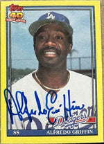 Alfredo Griffin Signed 1991 O-Pee-Chee Wax Box Baseball Card - Los Angeles Dodgers