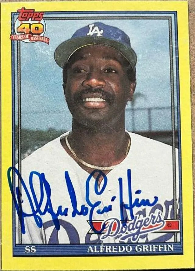 Alfredo Griffin Signed 1991 O-Pee-Chee Wax Box Baseball Card - Los Angeles Dodgers