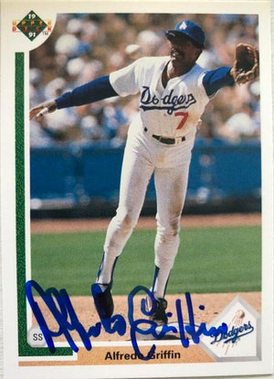 Alfredo Griffin Signed 1991 Upper Deck Baseball Card - Los Angeles Dodgers - PastPros