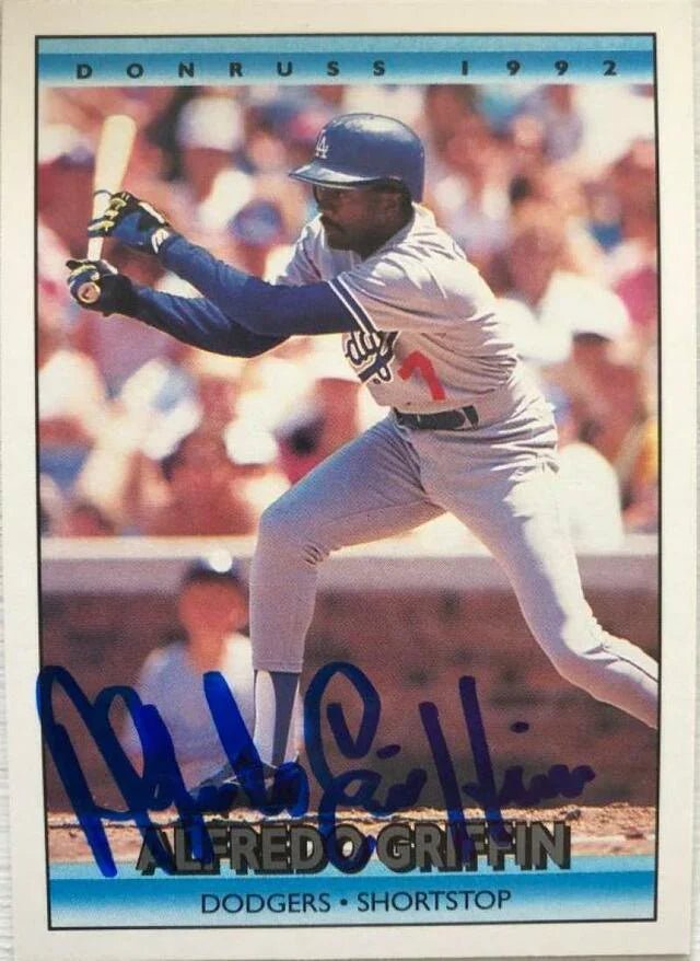 Alfredo Griffin Signed 1992 Donruss Baseball Card - Los Angeles Dodgers