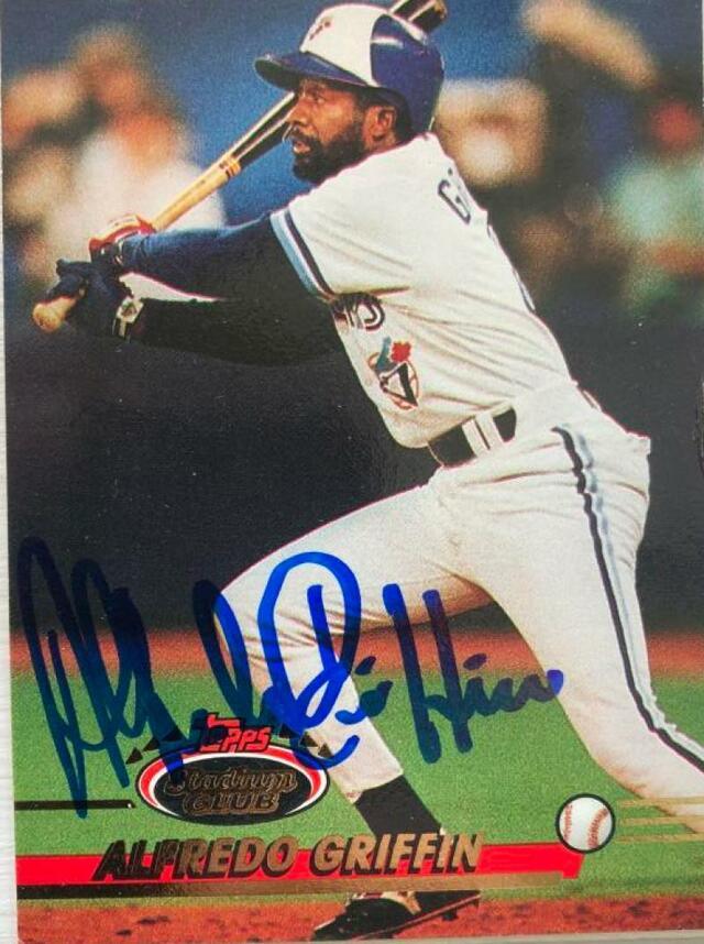 Alfredo Griffin Signed 1993 Stadium Club Baseball Card - Toronto Blue Jays - PastPros