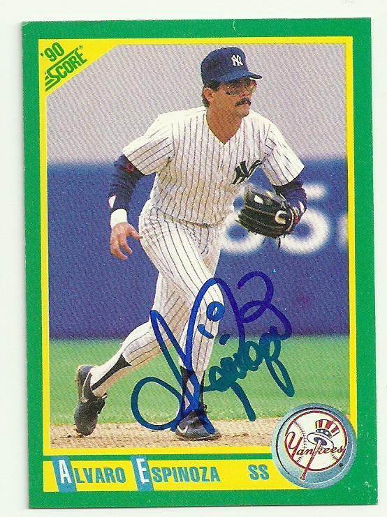 Alvaro Espinoza Signed 1990 Score Baseball Card - New York Yankees - PastPros