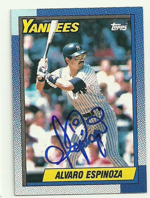 Alvaro Espinoza Signed 1990 Topps Baseball Card - New York Yankees - PastPros