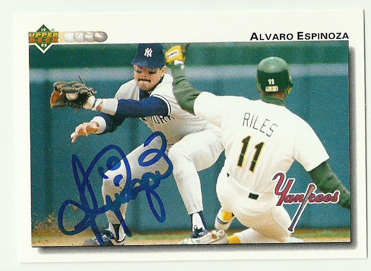Alvaro Espinoza Signed 1992 Upper Deck Baseball Card - New York Yankees - PastPros