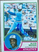Alvis Woods Signed 1983 O-Pee-Chee Baseball Card - Oakland A's