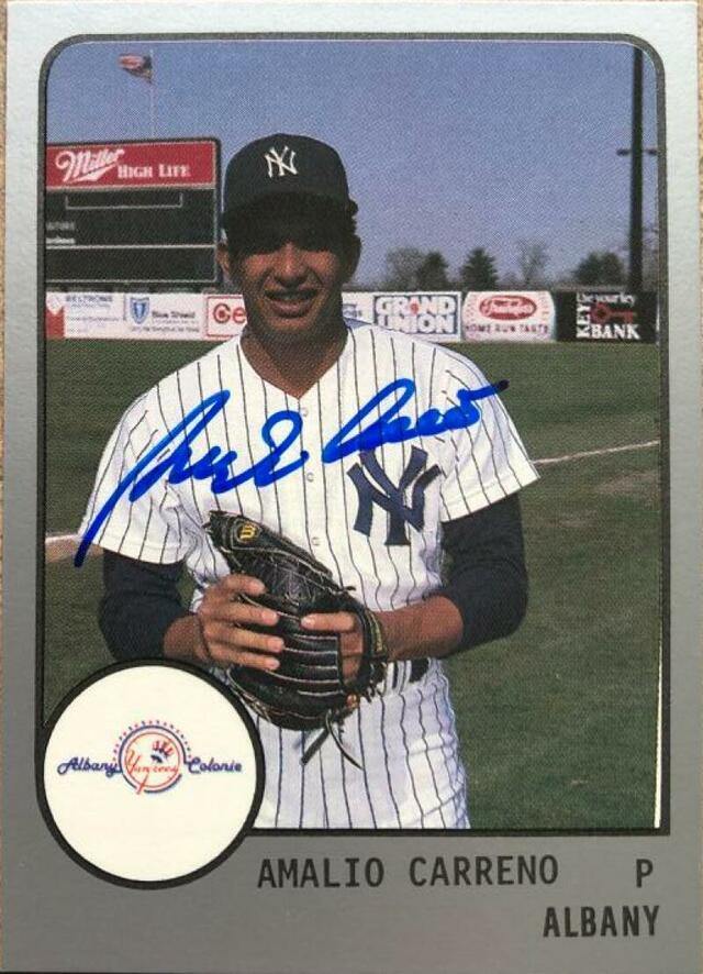Amalio Carreno Signed 1988 Pro Cards Baseball Card - Albany-Colonie Yankees - PastPros