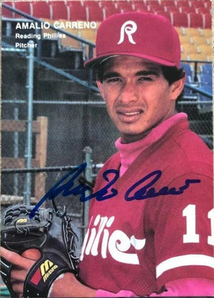 Amalio Carreno Signed 1990 Best Baseball Card - Reading Phillies