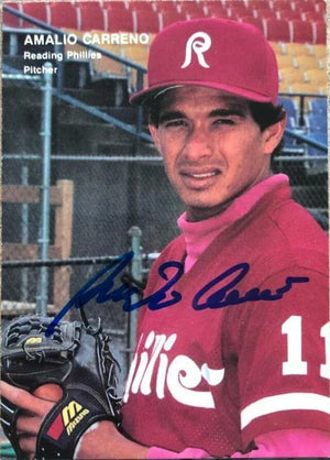 Amalio Carreno Signed 1990 Best Baseball Card - Reading Phillies - PastPros