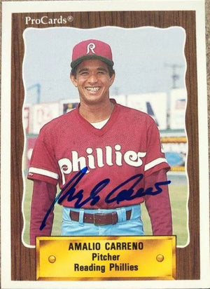 Amalio Carreno Signed 1990 Pro Cards Baseball Card - Reading Phillies