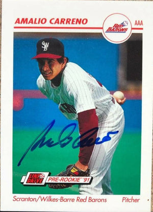 Amalio Carreno Signed 1991 Line Drive AAA Baseball Card - Scranton/Wilkes-Barre Red Barons
