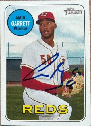 Amir Garrett Signed 2018 Topps Heritage Baseball Card - Cincinnati Reds