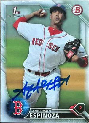 Anderson Espinoza Signed 2016 Bowman Prospects Baseball Card - Boston Red Sox - PastPros