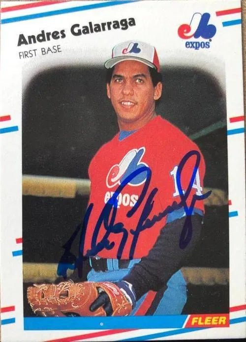 Andres Galarraga Signed 1988 Fleer Baseball Card - Montreal Expos
