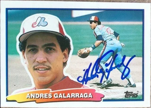 Andres Galarraga Signed 1988 Topps Big Baseball Card - Montreal Expos