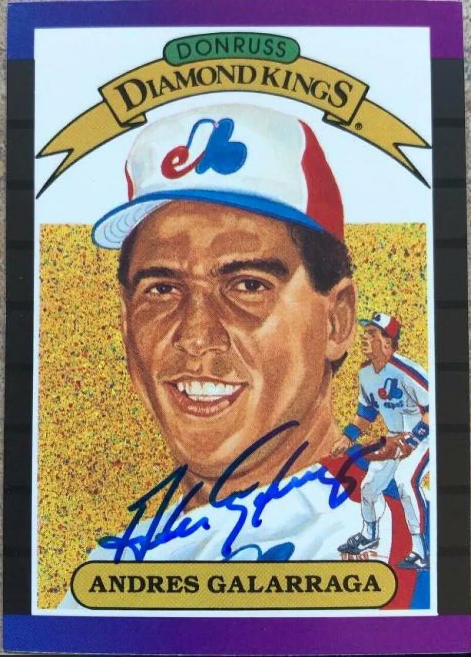 Andres Galarraga Signed 1989 Donruss Diamond Kings Baseball Card - Montreal Expos