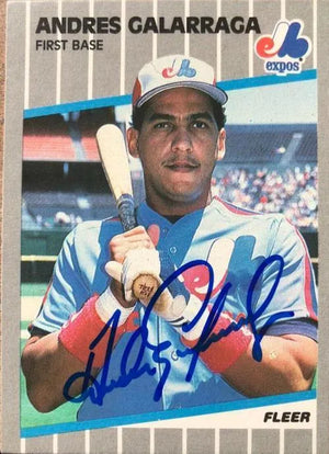 Andres Galarraga Signed 1989 Fleer Baseball Card - Montreal Expos - PastPros