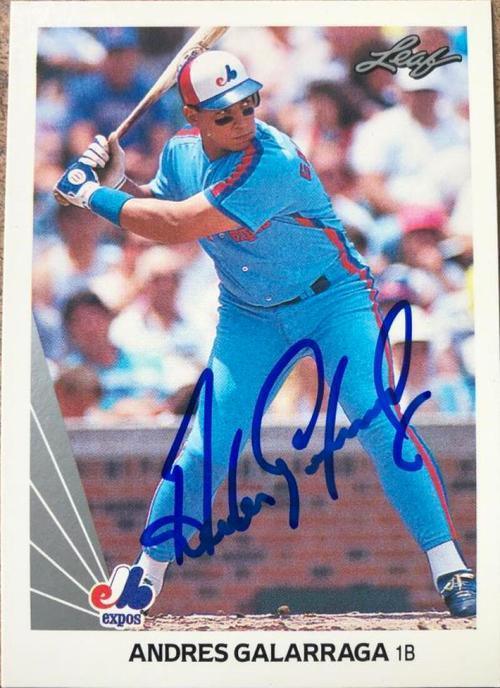 Andres Galarraga Signed 1990 Leaf Baseball Card - Montreal Expos - PastPros