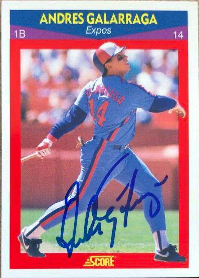 Andres Galarraga Signed 1990 Score 100 Superstars Baseball Card - Montreal Expos - PastPros