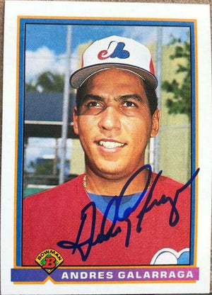 Andres Galarraga Signed 1991 Bowman Baseball Card - Montreal Expos - PastPros