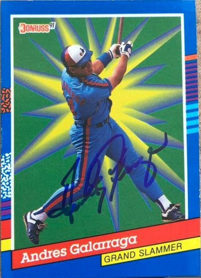Andres Galarraga Signed 1991 Donruss Grand Slammers Baseball Card - Montreal Expos - PastPros