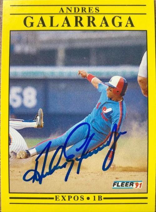 Andres Galarraga Signed 1991 Fleer Baseball Card - Montreal Expos - PastPros