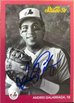 Andres Galarraga Signed 1991 Studio Baseball Card - Montreal Expos - PastPros