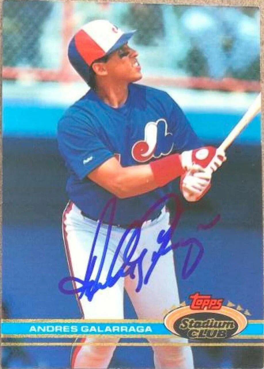 Andres Galarraga Signed 1991 Topps Stadium Club Baseball Card - Montreal Expos