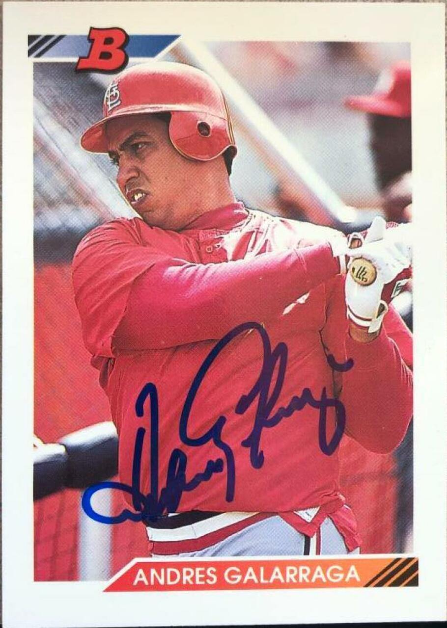 Andres Galarraga Signed 1992 Bowman Baseball Card - St Louis Cardinals - PastPros