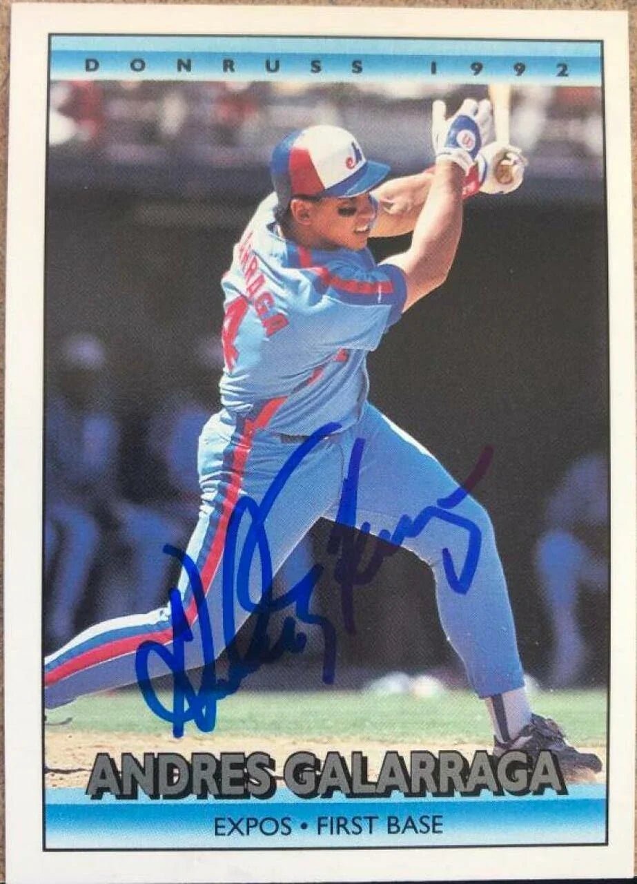 Andres Galarraga Signed 1992 Donruss Baseball Card - Montreal Expos