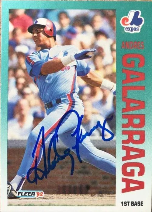 Andres Galarraga Signed 1992 Fleer Baseball Card - Montreal Expos