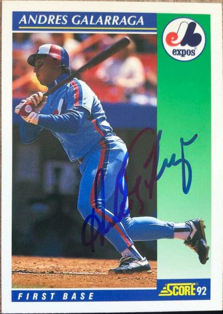 Andres Galarraga Signed 1992 Score Baseball Card - Montreal Expos - PastPros