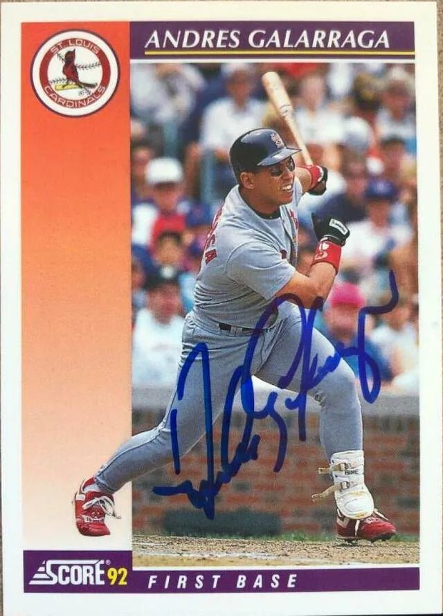 Andres Galarraga Signed 1992 Score Rookies/Traded Baseball Card - St Louis Cardinals
