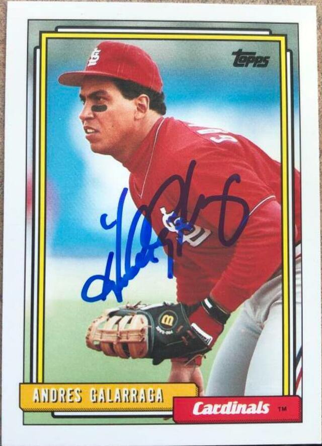 Andres Galarraga Signed 1992 Topps Baseball Card - St Louis Cardinals - PastPros