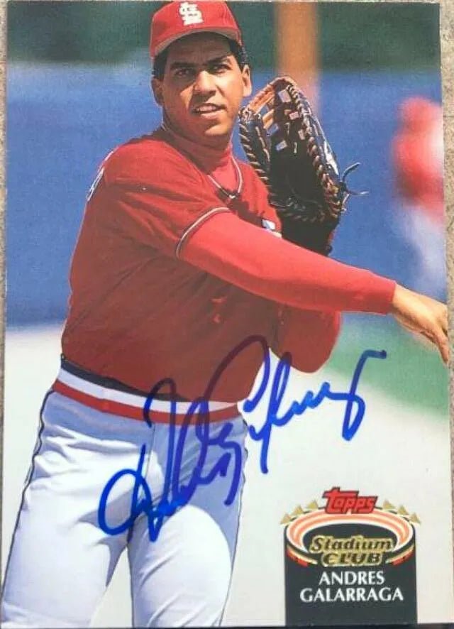 Andres Galarraga Signed 1992 Topps Stadium Club Baseball Card - St Louis Cardinals
