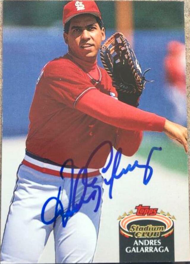 Andres Galarraga Signed 1992 Topps Stadium Club Baseball Card - St Louis Cardinals - PastPros