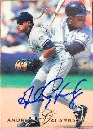 Andres Galarraga Signed 1993 Flair Baseball Card - Colorado Rockies - PastPros