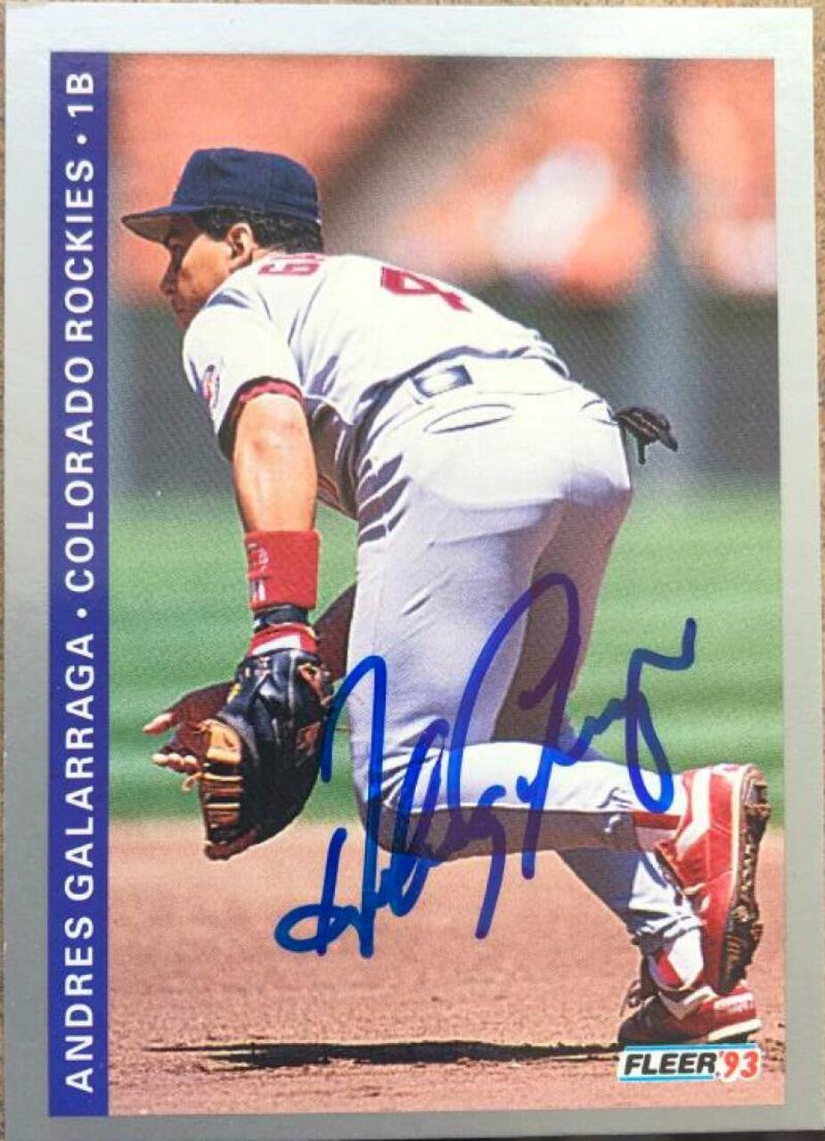 Andres Galarraga Signed 1993 Fleer Baseball Card - Colorado Rockies - PastPros