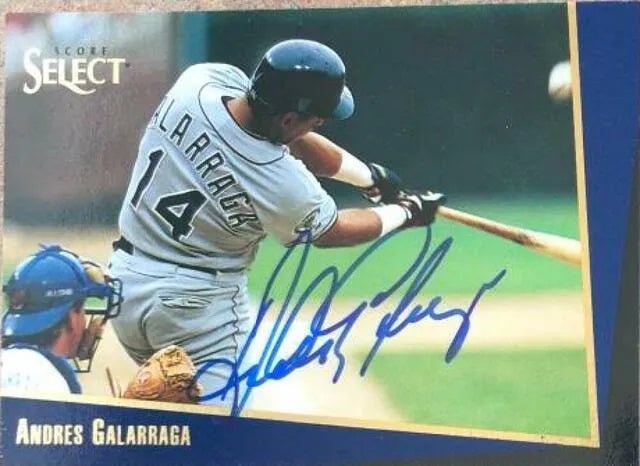 Andres Galarraga Signed 1993 Score Select Baseball Card - Colorado Rockies