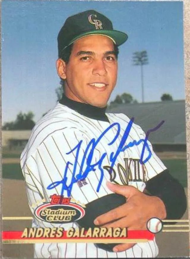Andres Galarraga Signed 1993 Stadium Club Baseball Card - Colorado Rockies