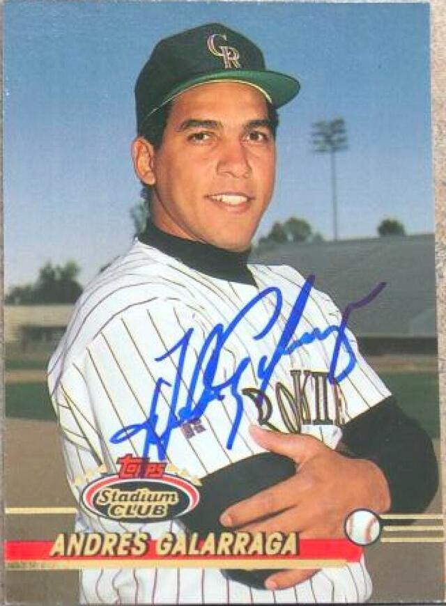 Andres Galarraga Signed 1993 Stadium Club Baseball Card - Colorado Rockies - PastPros