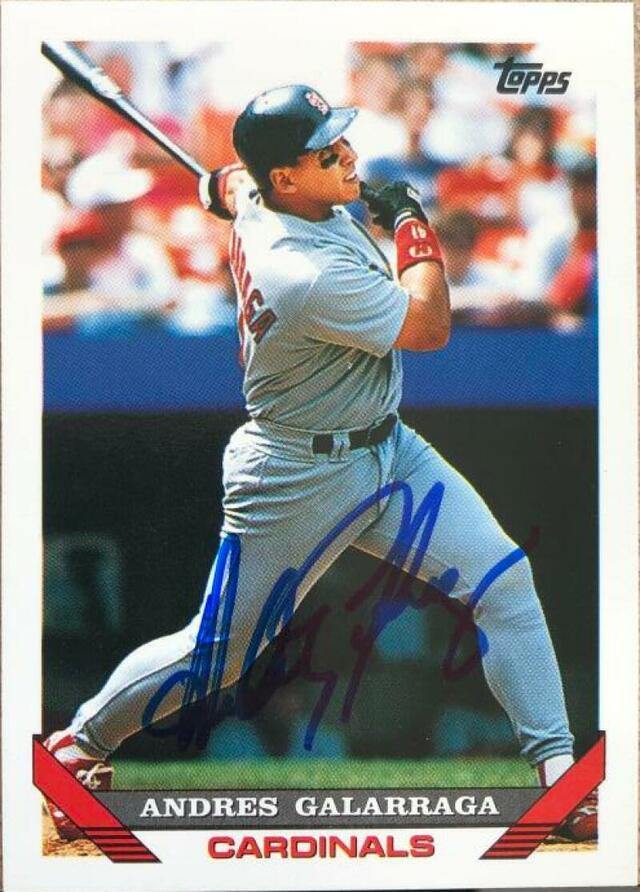 Andres Galarraga Signed 1993 Topps Baseball Card - St Louis Cardinals - PastPros