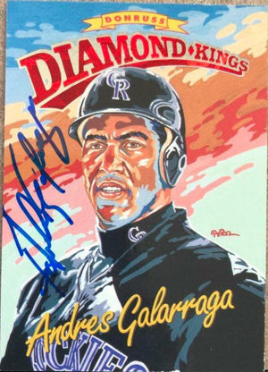 Andres Galarraga Signed 1994 Donruss Diamond Kings Baseball Card - Colorado Rockies - PastPros