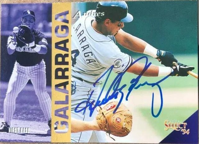 Andres Galarraga Signed 1994 Score Select Baseball Card - Colorado Rockies