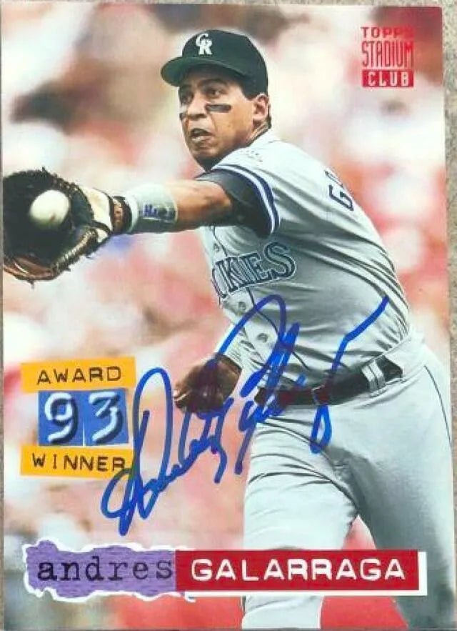 Andres Galarraga Signed 1994 Stadium Club Baseball Card - Colorado Rockies
