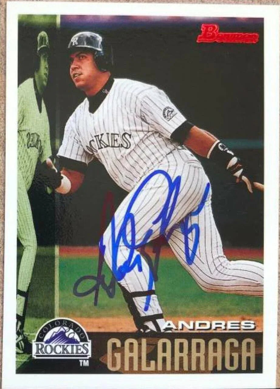 Andres Galarraga Signed 1995 Bowman Baseball Card - Colorado Rockies